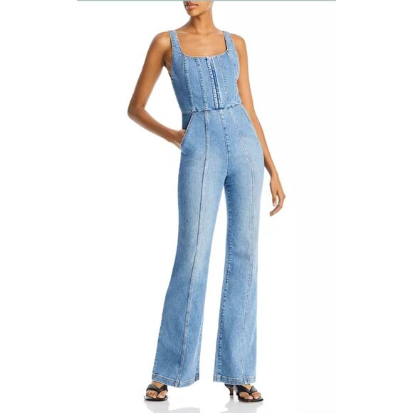 Alice + Olivia Chels Denim Corset Jumpsuitin Brea Blue Size...